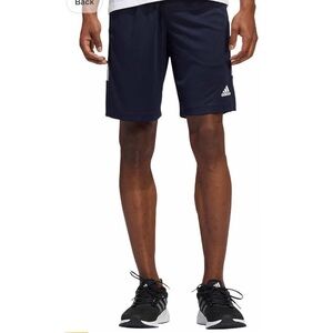 New ADIDAS Mens PES Shorts Navy White 3 Stripes Basketball Zipper Pockets Large